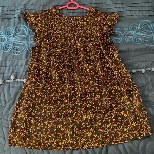 Black and Autumn Floral Tunic Top